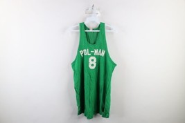 Vintage 50s Mens 44 Distressed Rayon Pol Man Basketball Jersey Kelly Gre... - $197.95