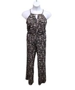 41 Hawthorn Lowrey Knit Jumpsuit Womens PM Black Print Keyhole Halter Neck - $26.52