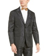 $350 Tallia Men&#39;s Charcoal Tonal Animal Print Dinner Jacket Black Size M... - £67.37 GBP