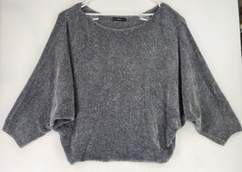 Zara Sweater Womens Large Gray Boat Neck Casual Momcore Cozy Oversized Pullover - £31.18 GBP