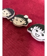 Chibi Maruko-chan Retro wooden magnet face 3set - £13.90 GBP