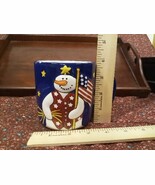 Snowman USA Flag with Stars Coffee Mug Patriotic Red White Blue - $14.71 CAD