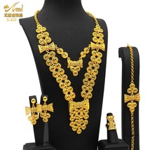 Ethiopian 24K Gold Plated Necklace Jewellery Sets Dubai Moroccan Luxury Woman Je - $27.90