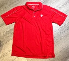 Philadelphia Phillies Stitches Brand Size L Embroidered Logo Short Sleeve Polo - £10.98 GBP