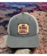 King Grill BBQ Collection Trucker Hat Cap with Wood Leather Patch - $32.58 CAD