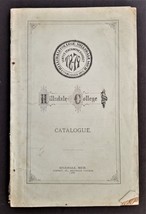 1878 antique HILLSDALE COLLEGE michigan school CATALOG courses students costs - £71.18 GBP