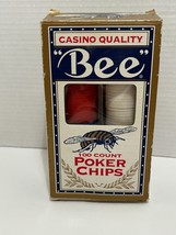 BEE Casino Quality 100 Count Poker Chip Set 50 White 25 Red 25 Blue With VTG Box - £6.57 GBP