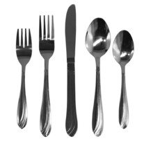 GIBSON 20-Piece Stainless Steel Flatware Set - Service For 4 - 80059 Silver Wave - £19.72 GBP