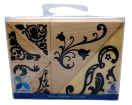 Momenta Corner Borders 6 Piece Rubber Stamp Kit Mounted Floral Intricate Design - £9.56 GBP