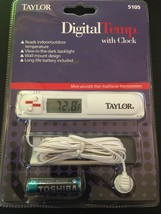 New Model 5105 - TAYLOR DigitalTemp With Clock Indoor Outdoor Thermometer - £23.99 GBP