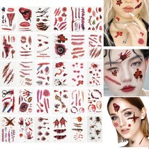 Halloween Scars Temporary Tattoos Stickers Realistic Fake Wound Body Face Decals - £16.74 GBP