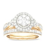 1.5CT Imitación Diamante Racimo Marco Novia Compromiso Set Anillos 925 P... - €129,66 EUR