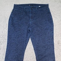 Lee Easy Fits Women&#39;s Size 12 Medium Straight Leg Mid Rise Blue Floral Pants - £12.17 GBP