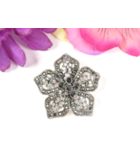 Vintage STAR FLOWER PIN Brooch RHINESTONE SMOKEY GRAY Mirror  Silvertone... - $25.60 CAD