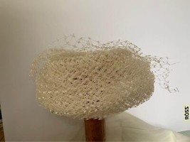 Vintage Cream color hat with velvet bow - $16.47