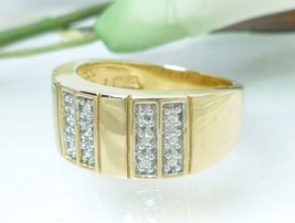Technibond Diamond Accent Striped Ring 18K Yellow Gold over Sterling Size 7 - £17.58 GBP