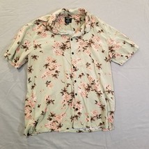 Pacsun Mens Hawaiian Shirt Medium Button Up Short Sleeve Floral Rayon Surf Sage - £11.76 GBP
