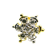 Diamante Auténtico Flor 18K Oro Pendiente Nariz Tornillo Anillo Monroe Libret - £200.13 GBP