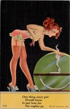 Sexy Woman Pin Up Lingerie Smoking How Far to Go Modern Girls Linen Postcard Y20 - $14.95