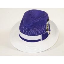 Men's Bruno Capelo Belvedere 2-Tone Straw Style Fedora Hat BD956 Purple/white image 2