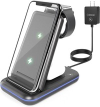 Wireless Charging Station, 3 in 1 Wireless Fast Charger Stand - £18.54 GBP