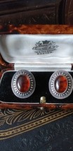 Antique Vintage Late Edwardian Natural Amber Stud Earrings - Heavy 9.10 grams - £100.42 GBP