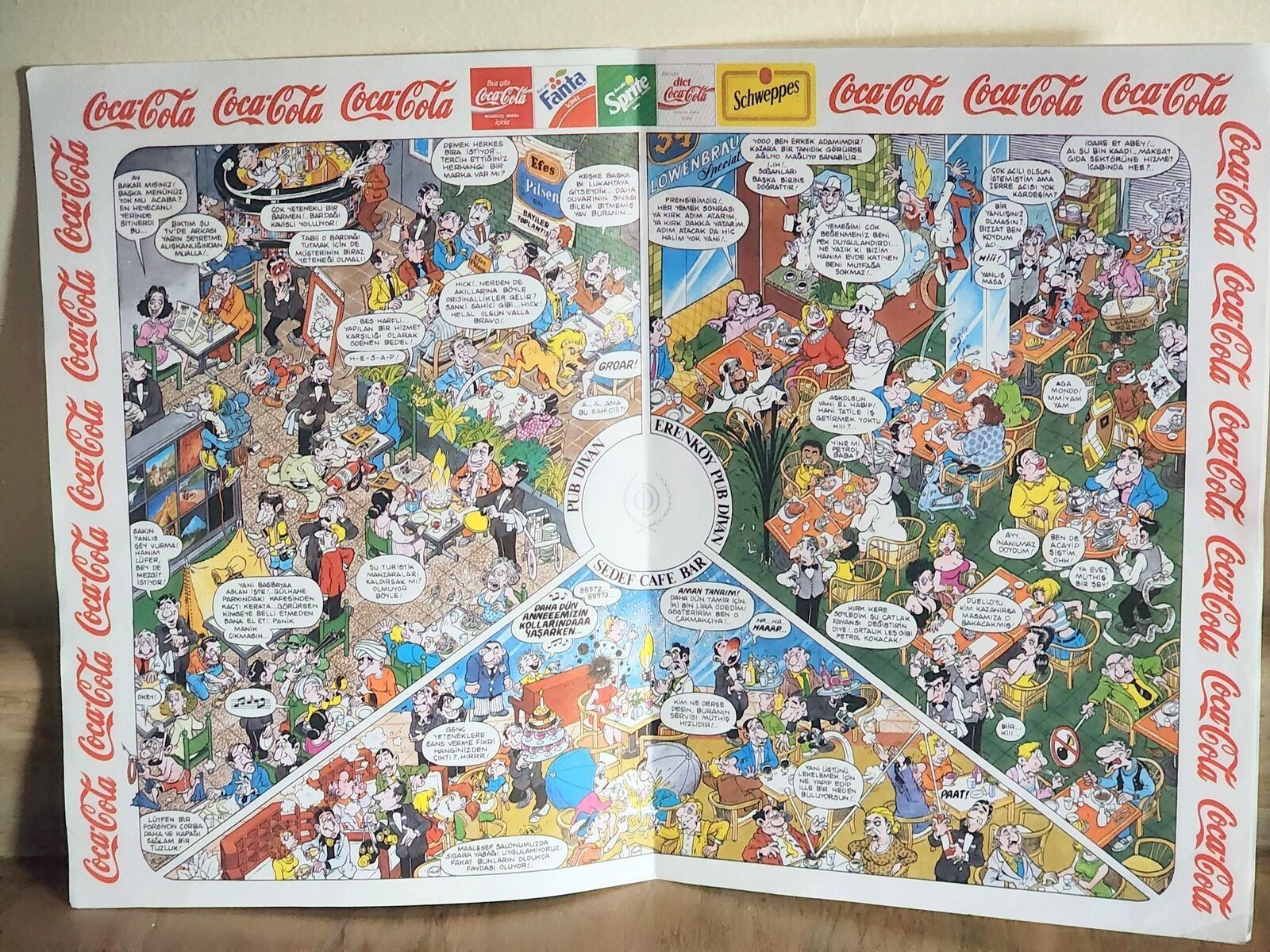 Primary image for Vintage Paper Placemat Advertising Coca Cola Brand Comic Humor Foreign Language
