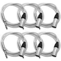 6 Pk 6 Foot XLR Male to 1/4 Inch TRS Patch Cables - Balanced White Audio Cords - £63.14 GBP