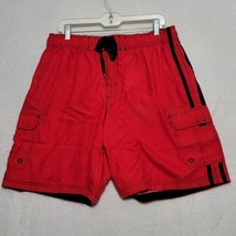 OP Mens Swim Trunks Size L Large 100% Polyester Red Pockets - £14.82 GBP