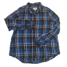 Lucky Brand Shirt Womens LG  Blue Plaid Long Sleeve Flannel Button Up - $15.93