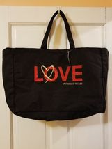 Victoria's Secret LOVE Black Canvas Weekender Tote/Beach/Shoulder Bag NWT - $26.72