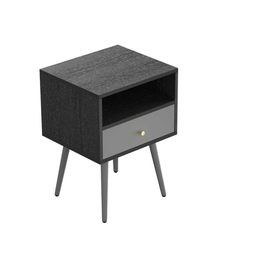 Update Modern Nightstand with 1 Drawer Dark Grey Side Table - $140.90