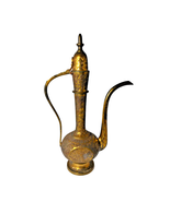 Vintage Embossed India Brass Sarna Floral Pattern 12&quot; Middle East Tea Po... - $58.68 CAD