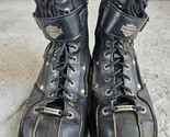 Harley Davidson Black Leather Zip Lace Up Riding Boots 95072 Men&#39;s Size 12 - $67.72