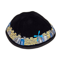 Black Velvet Yarmulke Jewish Kippah Colored Jerusalem Hat Israeli Yamaka... - €12,54 EUR