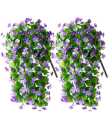 Artificial Hanging Flowers 2 Pack, Fake Hanging Plants Dichroism Orchid ... - £28.70 GBP