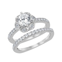Halo Designed 1.65 ct White Topaz Square Wedding Engagment Bridal Ring - £133.30 GBP