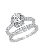 Halo Designed 1.65 ct White Topaz Square Wedding Engagment Bridal Ring - £130.94 GBP