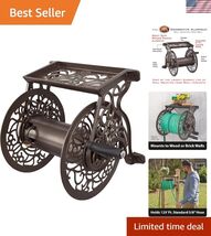 Decorative Cast Aluminum Wall Mount Garden Hose Reel, Holds 125-Feet of ... - $170.93
