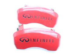 17-22 INFINITI Q60 REAR BRAKE CALIPERS RED COVERS TRIM PAIR Q8533 image 7