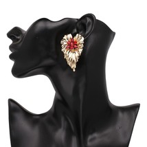 2021 Za Gold Color Rhinestone Statement Stud Earrings for Woman Vintage Big Leaf - £7.16 GBP