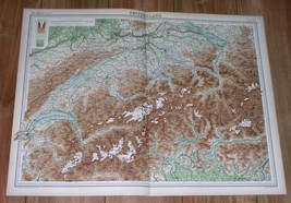 1922 Original Vintage Map Of Switzerland / Alps - £16.84 GBP