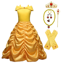 Princess Belle Off Shoulder Layered Costume Party Dress With Accessories... - £17.89 GBP+