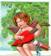 1909 Cupid Playing Guitar Embossed Valentine Postcard - $126.22 MXN