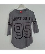 Nike Just Do It 95 Logo Gray 3/4 Sleeve Football Raglan Jersey Tee T-Shi... - $251.91 MXN