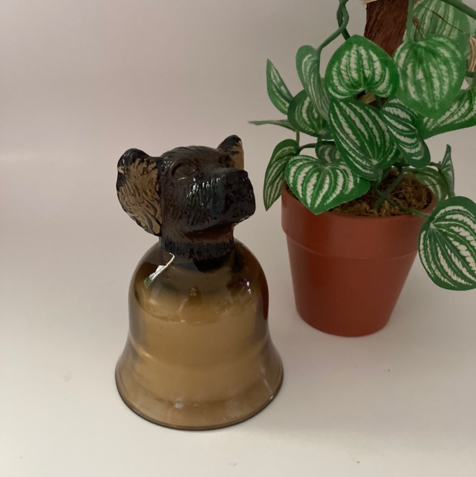 Primary image for Candle Holder Dog Amber Brown Color Dog Head and Cup Glass Candle Holder by Avon