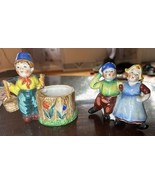 Vintage Dutch Boy &amp; Girl Tulips figurines Toothpick Holder Torii Made In... - €14,44 EUR