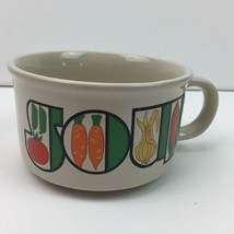 Soup Mug White Ceramic Peas Tomato Carrots Onion Corn Oversize Bowl - £19.97 GBP