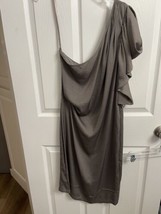 Bcbg Maxazria Dress One Shoulder Pewter Silver Color Size Medium NWT - £18.29 GBP