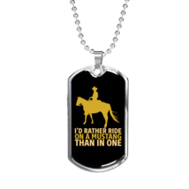 I&#39;d Rather Ride on a Mustang Than in One Horse Necklace Stainless Steel or 18k  - £38.05 GBP+